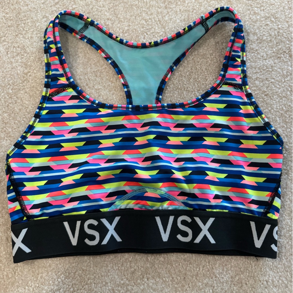 VSX Multicolor Racerback Sports Bra - Neon Stripe